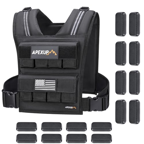 Adjustable Weighted Vest Men 20lbs/30lbs/40lbs Weights with Reflective Stripe, Weight Vest Woman Workout Vest for Strength Training Running Walking - color: Black, size: With Weights-40lbs