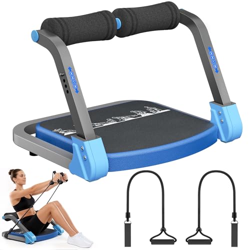 Ab Machine Ab Trainer - Sit Up Exercise Equipment& Core Machine, 4 Level Adjustable Resistance, Foldable Ab Crunch Machine for Home Gym Stomach Workouts - color: Blue
