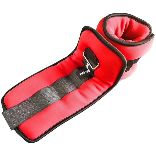 Fitvids Fully Adjustable Ankle Wrist Arm Leg Weights, 1-20LBS, Multiple Options - style: 5 lbs each (10-lb pair), Red