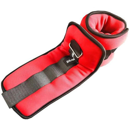 Fitvids Fully Adjustable Ankle Wrist Arm Leg Weights, 1-20LBS, Multiple Options - style: 5 lbs each (10-lb pair), Red