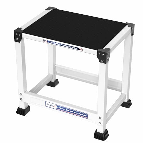 GanFindX Steel Plyometric Jump Box,12/18 Inch Heavy Duty Plyo Platform, Non-Slip Workout Step Box for Home Gym, Agility, Strength & Conditioning Training - size: 18"