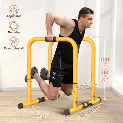 RELIFE REBUILD YOUR LIFE Dip Bar for Home Gym Training 400LBS Parallel Bars - color: Yellow