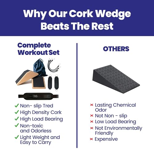 Slant Board for Squats – Portable Squat Wedge Block with Hip Thrust Belt Set – Home Gym Workout Kit for Legs & Glutes - Calf Stretcher Incline Board for Ankle Mobility – Resistance Bands by ALELISA