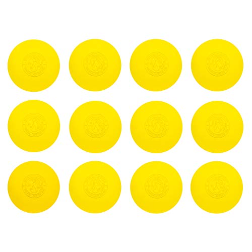 Signature Lacrosse Ball Set - Packs of 2, 4, 8, 12, and 100 - No Chemical Smell Massage Balls, Myofascial Release Tools, Back Roller, Muscle Knot Remover - color: Yellow, size: 12 Balls