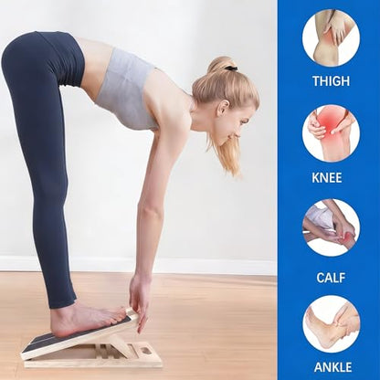 Premium Wooden Slant Board, Adjustable Calf Stretcher & Squat Wedge with 5 Incline Angles, Anti-Slip Surface, Supports 550 lbs, Plantar Fasciitis Relief Tool for Home Gym & Office
