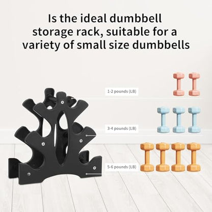 Dumbbell Rack Stand - 3 Tier Compact Weight Storage Organizer for Small Hand Weights, Neoprene & Vinyl Dumbbells - Portable Heavy Duty PP Plastic Weight Holder for Home Gym, Office, Exercise,9x8.8x3.3in (Dumbbells Not Included)