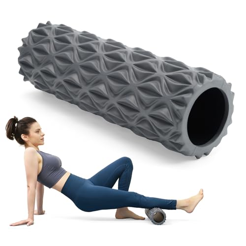 Foam Roller - 15 inch Deep Tissue Massager for Muscle Massage, Myofascial Trigger Point Release, Exercise, Yoga, Pilates & Stretching(Gray) - color: Gray