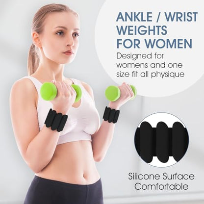 Wrist Weights, 2Pcs Wearable Wrist Ankle Weights for Women and Men, Adjustable Silicone Bracelets Suitable for Walking, Yoga, and Gym, Arm & Leg Workout, 2lb - color: Black