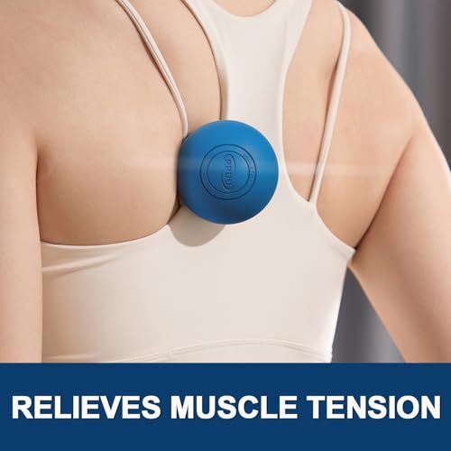 Lacrosse Ball Massage Ball for Myofascial & Trigger Point Release, Muscle Knots, Yoga Therapy – Improves Joint Mobility & Relieves Pain – Back, Neck, Chest, HIPS, Legs – 2.5-Inch Solid Blue Rubber