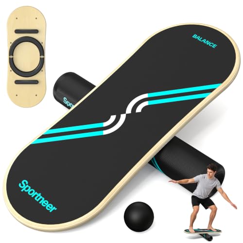 Sportneer Balance Board, 7-Mode Balance Trainer with Roller & Ball - color: Black-Turquoise