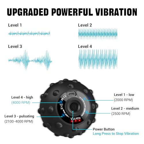 Vibrating Massage Ball for Muscle Recovery with SphereStrap – Target Hard-to-Reach Areas, Hands-Free Back Massage. 4 Speeds High Intensity Trigger Point Massage Ball.