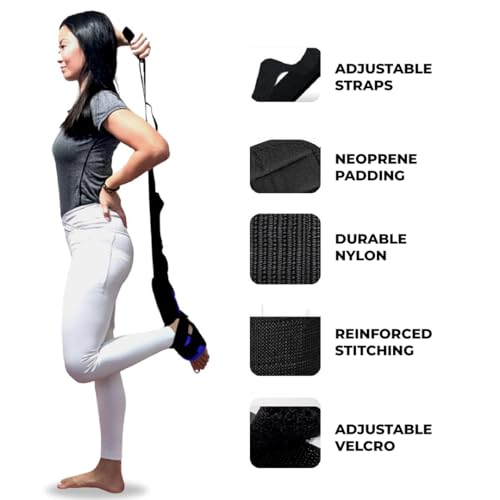 Foot and Calf Stretcher - Stretching Strap for Plantar Fasciitis, Achilles Tendonitis, Heel Spurs, Foot Drop, & Hamstring, Versatile Stretch Strap Used as Leg stretcher, Hamstring Stretcher and Foot Stretcher