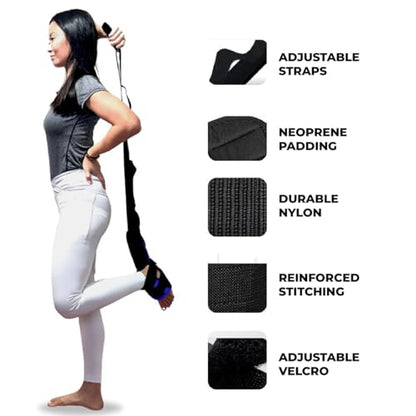 Foot and Calf Stretcher - Stretching Strap for Plantar Fasciitis, Achilles Tendonitis, Heel Spurs, Foot Drop, & Hamstring, Versatile Stretch Strap Used as Leg stretcher, Hamstring Stretcher and Foot Stretcher
