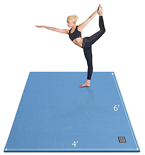 GXMMAT Large Yoga Mat 6'x4'/6'x6'/7'x5'(7mm/9mm), Extra Thick Workout Mats for Home Gym Flooring,Ultra Comfortable Non-Slip Quick Resilient Barefoot Wide Exercise Mat for Pilates,Stretching,Meditation - color: Blue Sky, size: 6*4 FT