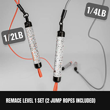 Level 1 Weighted Jump Rope Set - (1/4LB, 1/2LB) Workout Set for Fitness, Exercise and Boxing - Speed Ropes for Beginner to Intermediate Jumpers - Two Included - size: Small - 8’0” (user height 4’9” - 5’3”)