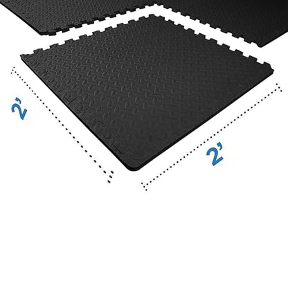 BalanceFrom 2-Pack 24-Count 24x24x0.75 Inch EVA Interlocking Foam Exercise Tile Mat, Black – Non-Slip Puzzle Flooring for Home Gym, Fitness Studio, or Playroom