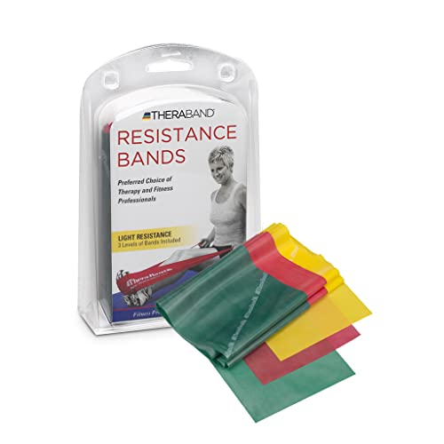 THERABAND Resistance Bands Set, Professional Non-Latex Elastic Band for Upper & Lower Body Exercise, Strength Training Without Weights, Physical Therapy, Lower Pilates, Rehab, Beginner & Advanced Set