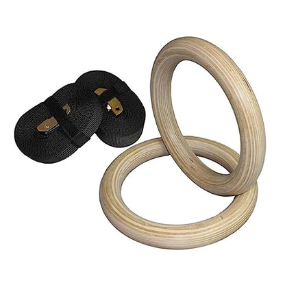 KICHOUSE Adjustable Wooden Gymnastic Straps for Full Body Strength Training Fitness for Core Workouts and Exercises