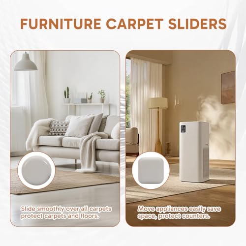 16PCS Furniture Sliders for Tile Floors, Furniture Sliders for Carpet, 1 Inch Size for Hardwood Floors and Tile, Beige Moving Sliders for Easy Furniture Moving