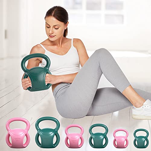 RUNWE 3 Handle Kettlebells Weight - Weight for Women Options 5, 10, 15 and 20 LB for Russian Twists AB Exercise, Weightlifting and Core Fitness Exercise Home Gym [Single in Sold] - color: Green-5 lb