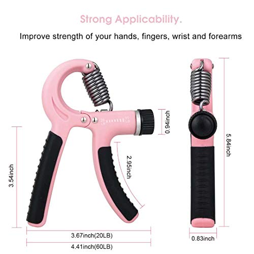 Grip Strength Trainer-2 Pack Hand Grip Strengthener Adjustable Resistance Range 20-90 lbs Non-Slip Hand Grip, Hand Gripper Exerciser, Wrist Strengthener for Forearm Grip Workout
