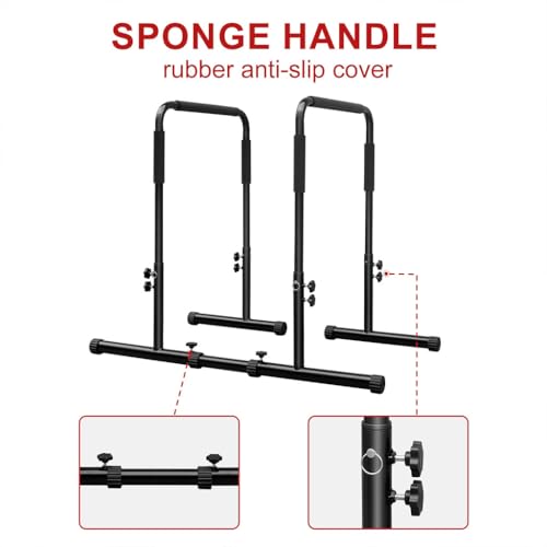 Adjustable Dip Bar Station, Dip Stand Station for Full Body Strength Training, Steel Frame Multi-Functional Home Gym Exercise Fitness Dip Stand for Home Gym