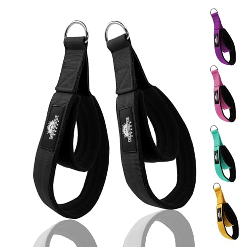 Thick Long Pilates Straps Double Loop D-Ring Non-Slip for Reformer - color: black, size: M