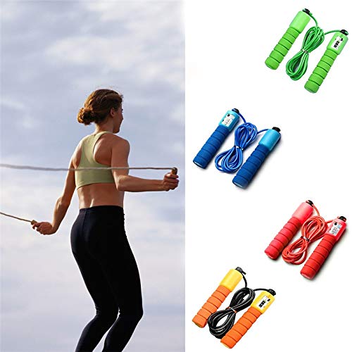 Jump rope 2.9m adjustable speed counting skipping rope fitness equipment with electronic counter - color: Blue