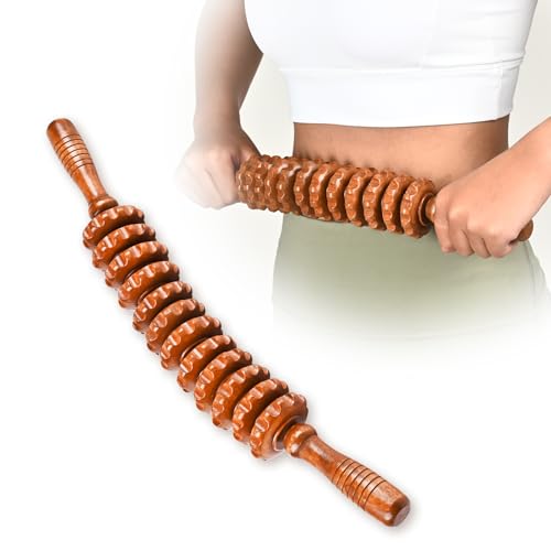 Wood Therapy Massage Tools, Wooden Massage Roller Stick, Lymphatic Drainage Tool, Curved Wood Muscle Massage Roller Used to Relieve Muscle Soreness and Body Shaping