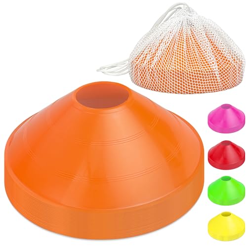 GoSports Premium Sports Cones for Agility Training and Drills - 20 Pack with Tote - Orange, Green, Pink, Yellow, or Red - color: Orange