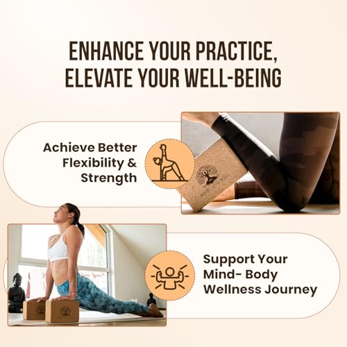 Eco-Friendly Cork Yoga Block Single, High-Density, Slip-Resistant by MHW - LIVE WELL