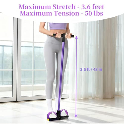Pedal Resistance Bands with Handles, Upgrade 6-Tubes Elastic Bands for Exercise, Natural Rubber Foot Pedal Resistance Bands, Multifunction Fitness Bands for Abdomen, Waist, Arm, Leg, Pilates - color: Purple