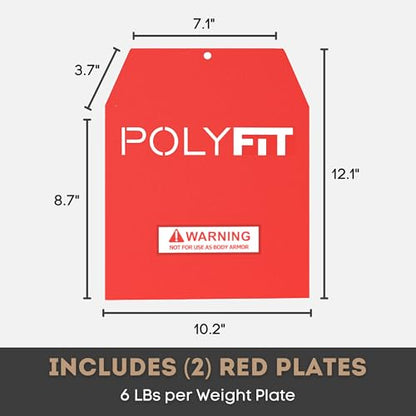 Polyfit Weight Vest Plates - Weighted Plates for Strength Training Vests - color: 6 LB (Red) Pair