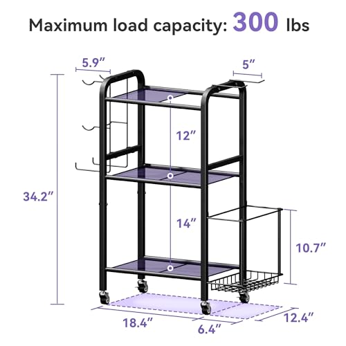 3-Tier Heavy-Duty Home Gym Storage Rack with Hooks and Smooth Wheels for Workout Gear