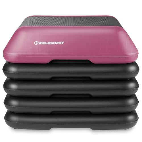 Philosophy Gym Aerobic Exercise Adjustable High Step Platform, with 4 Risers Included