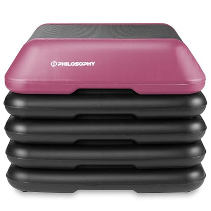 Philosophy Gym Aerobic Exercise Adjustable High Step Platform, with 4 Risers Included