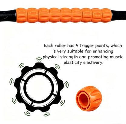 Muscle Roller Stick - A Full-Body Massage Roller that Can Relieve Muscle Soreness, Cramps and Tension After Exercise. It is a Handheld Physical Therapy and Recovery Tool（Black and Orange） - color: Orange