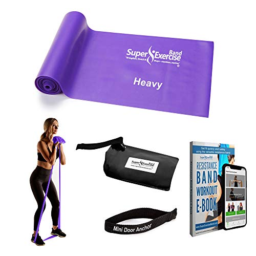 Resistance Bands for Working Out | 7Ft Long Resistance Bands |Super Exercise Bands with Carry Pouch and Door Anchor I Latex Free Workout Bands Including an Exclusive Workout App and E-Book - color: Purple Heavy