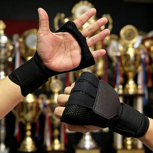 Menolana Sparring Gloves Hollow Palms Breathable Punching Gloves Hand Wraps for Kickboxing Grappling MMA Karate Fitness - color: Black