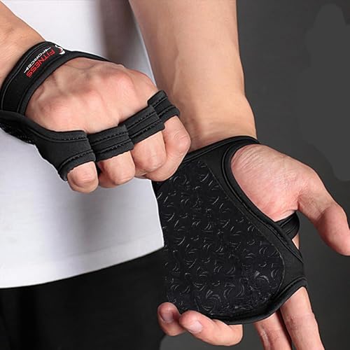 FITNESS FORCE Workout Gloves for Men & Women Partial Weight Lifting Gloves Non-Slip Gym Grip for Weight Lifting Calluses Guard Fingerless Exercise Gloves with Full Palm Protection