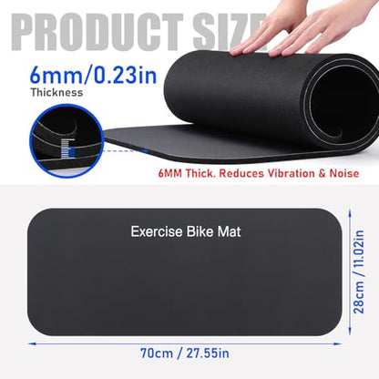 TOBWOLF Non-Slip Mat Compatible with Peloton Bike, Concept 2 Rowing Machine - color: 6mm Vibration Absorbing Exercise Bike Mat