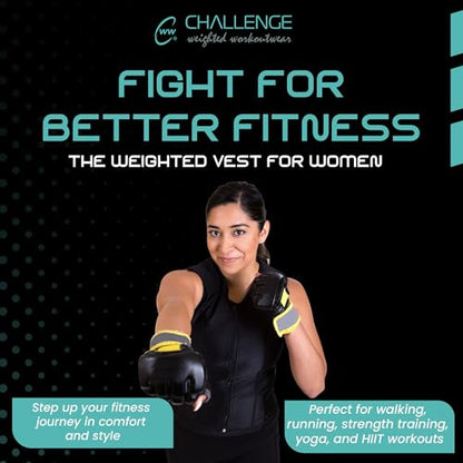 Challenge Weighted Workoutwear Weighted Vest for Women - 4 lb Body Weight Vest with Flexible Thin Weights - Removable Weights for Walking, Running, Cardio, Strength Training, Weight Loss - size: large