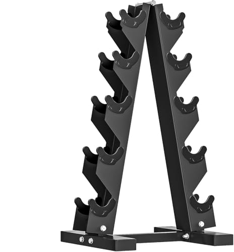 HANDBODE A-Frame Dumbbell Rack Heavy Duty Weight Stand for Dumbbells, Space-Saving Metal Storage Organizer, Sturdy Dumbbell Holder for Home Gym - style: 1 X 5-Tier A-Frame (300lb)