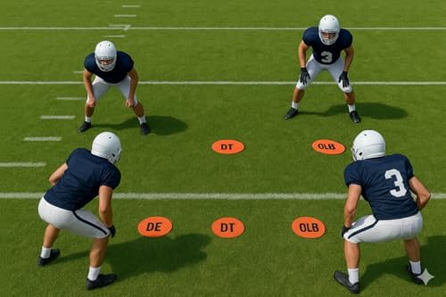 Football Defense Drill Cone Set Flexible 3-4/4-3 Defensive Formation Training Cones, Durable Marker Discs for Coaches, Practice, and Team Drills
