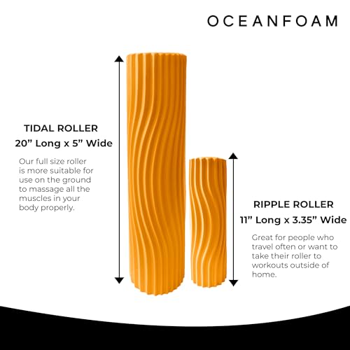 Tidal Roller - Gold - Muscle Massage Foam Roller for Back Pain & Stretching - Firm and Ergonomic Wide Wave Textured - Yoga, Athletics, & Wellness - Full Size, 20" x 5" - color: Gold