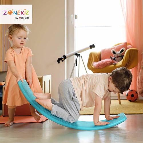 Qaba 32" Balance Board Kids, Wobble Board for Kids Toddlers, Curvy Rocker Board, Ended Preschool Learning Montessori Waldorf Toy, Ages for 3-6 Years Old