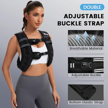 Weighted Vest Woman, 6/8/12/16/20/25/30 LB Weight Vest for Women, Plus Size Womens Weighted Vest - color: Black, size: 12 lb