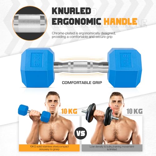 Portzon Weights Dumbbells Pink Colors Compatible with Set of 2 Neoprene/Rubber Dumbbells,1-15 LB, Anti-Slip, Anti-roll, Hex Shape - style: 10-Pounds,Pair
