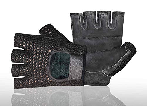 PRIME SPORTS C Mesh Leather Padded Fingerless Weight Lifting Training Cycling Driving Wheelchair Gloves-054 - size: XX-Large