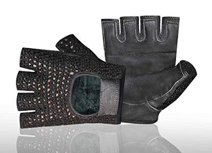 PRIME SPORTS C Mesh Leather Padded Fingerless Weight Lifting Training Cycling Driving Wheelchair Gloves-054 - size: XX-Large